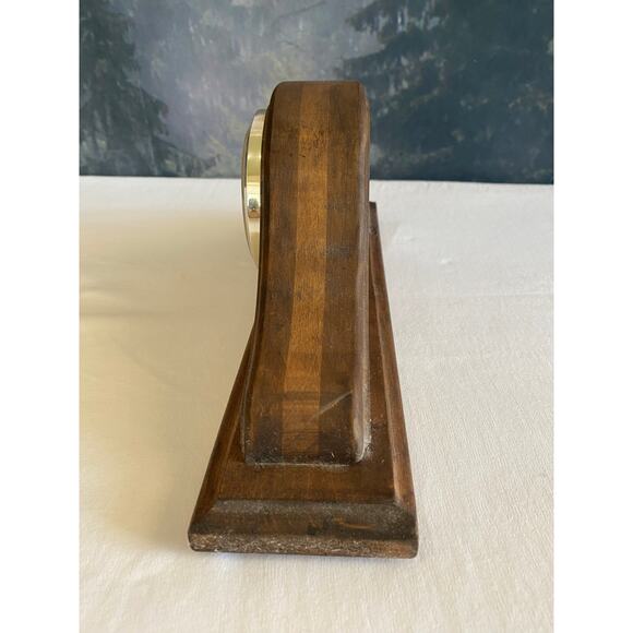 Working Wood Mantel Clock, Roman Numerals, Quartz, 12" Wide - Picture 6 of 8